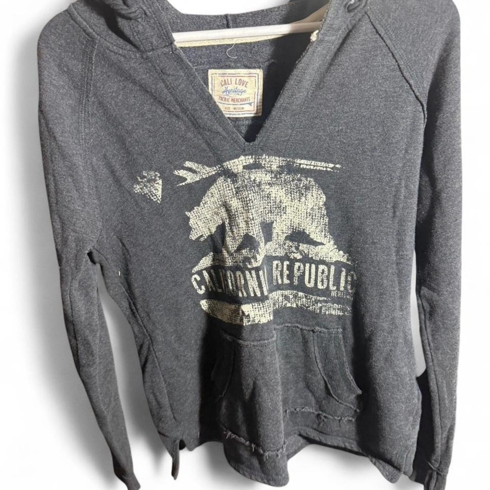 Cali Love Heritage Pacific Merchants California Republic Bear Hoodie Gray Medium
